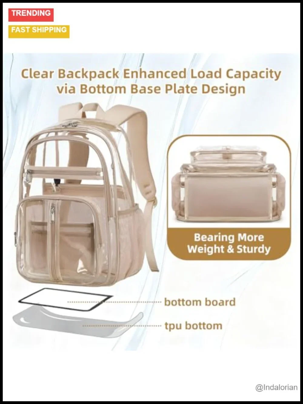 XL Clear TPU Backpack Heavy Duty for Stadiums School Travel Security Check